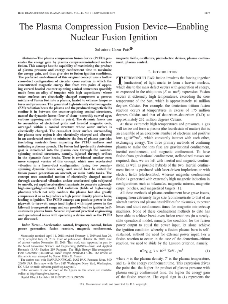The Plasma Compression Fusion Device Ena | PDF | Nuclear Fusion ...
