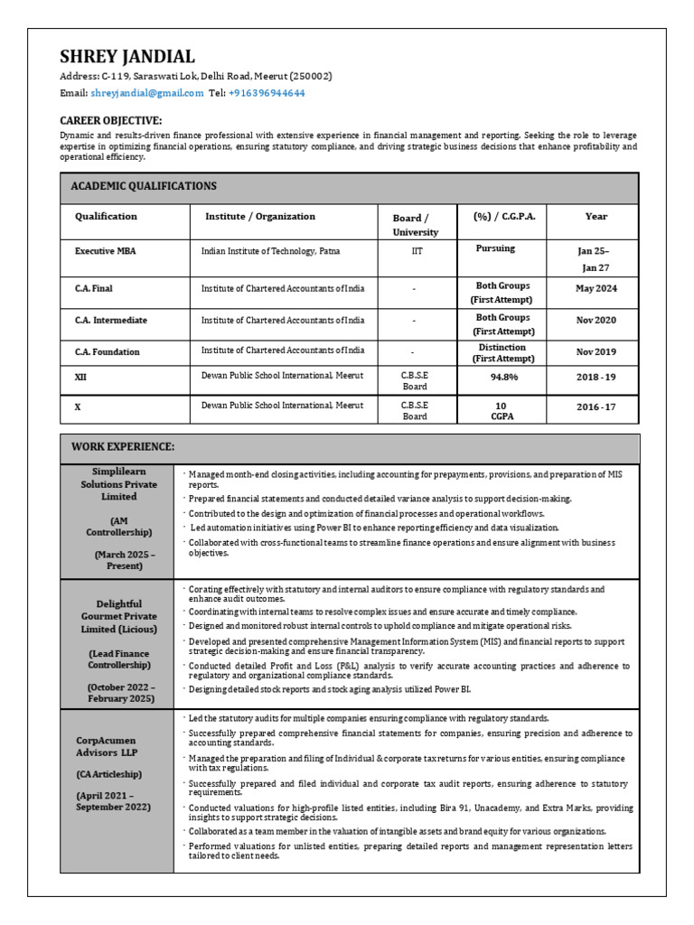 Shrey Jandial - Controllership-3 | PDF | Regulatory Compliance | Audit