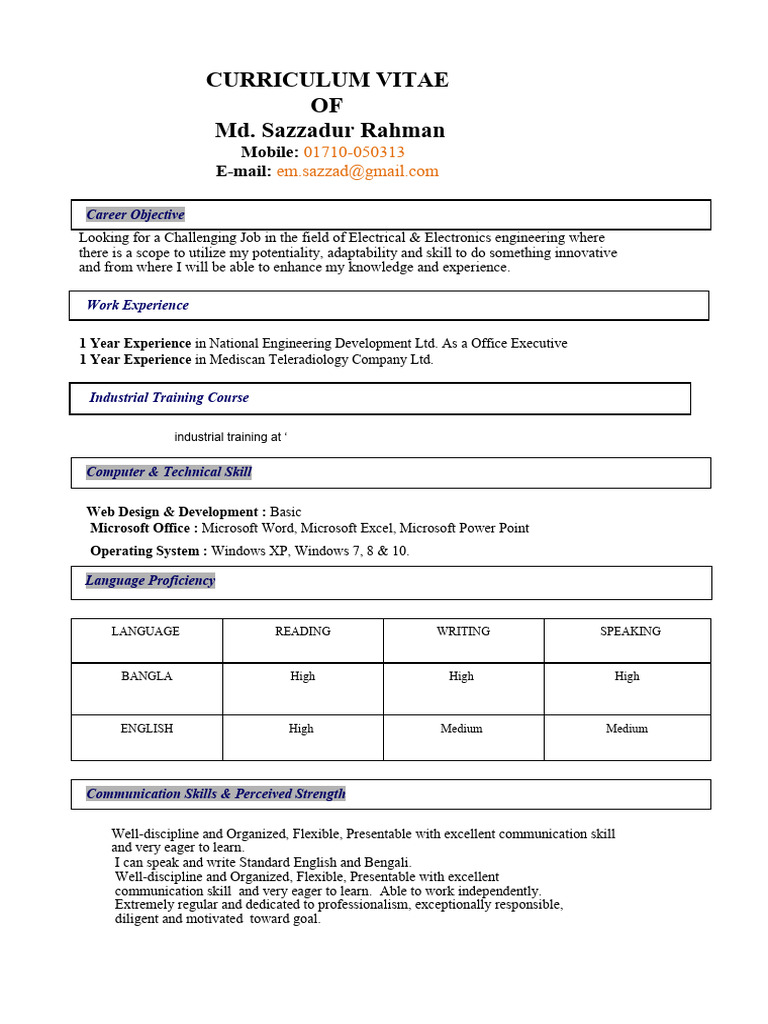 Sazzad Cv - Word-converted | PDF | Bangladesh