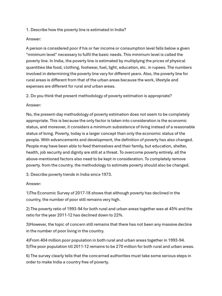 Poverty As A Challenge Question-Answers | PDF | Poverty | Poverty ...