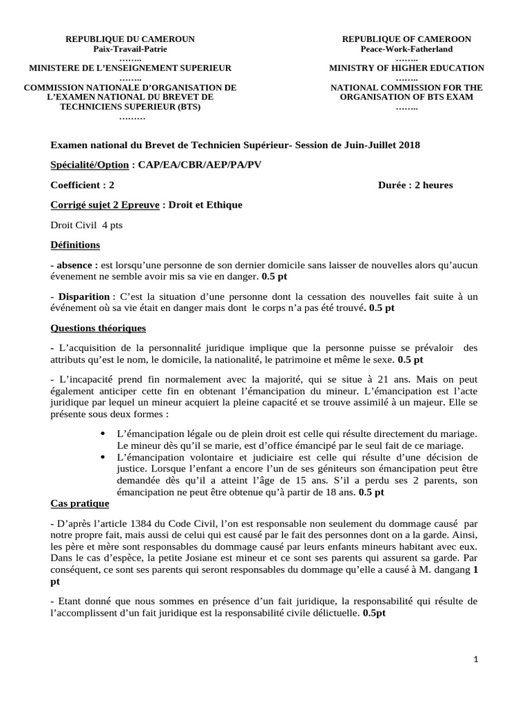 48 CORRIGEDroit Et Ethique SUJET 2 | PDF | Justice | Crime et violence