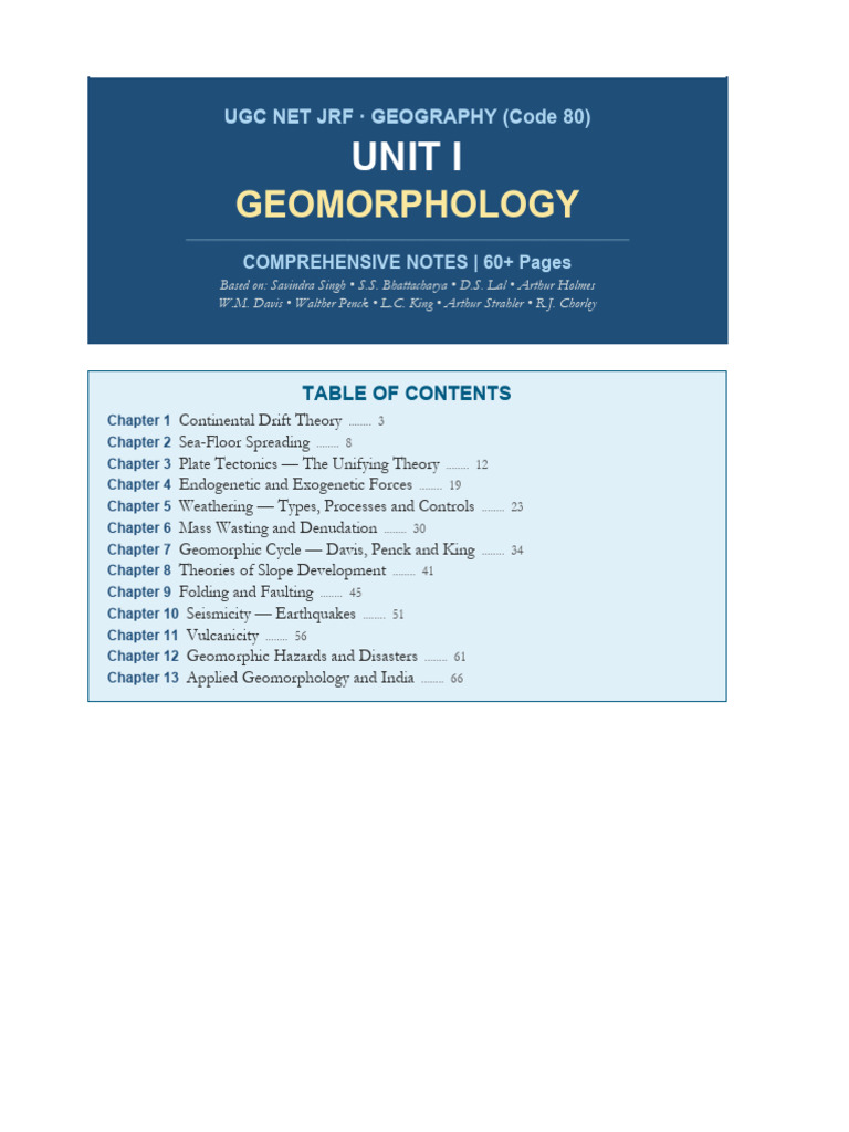 UGC NET Geomorphology DetailedNotes | PDF | Plate Tectonics | Geophysics