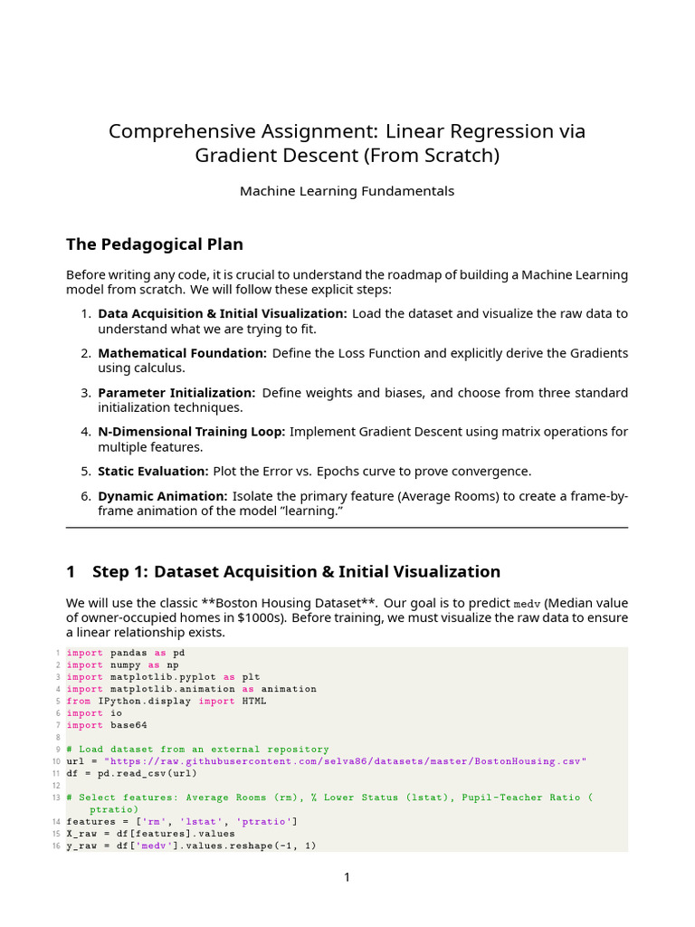 Linear Regression by Gradient Decent | PDF | Regression Analysis ...