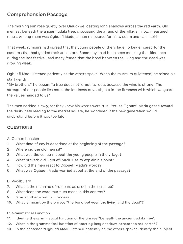 Comprehension Passage | PDF