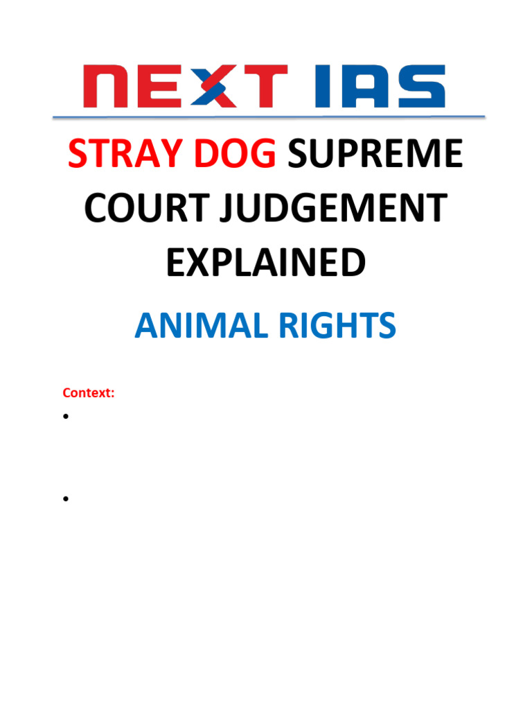 Stray Dog Supreme Court Judgement Explained 1755496695022 | PDF ...