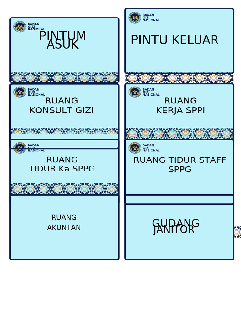 Label Ruangan Sppg | PDF