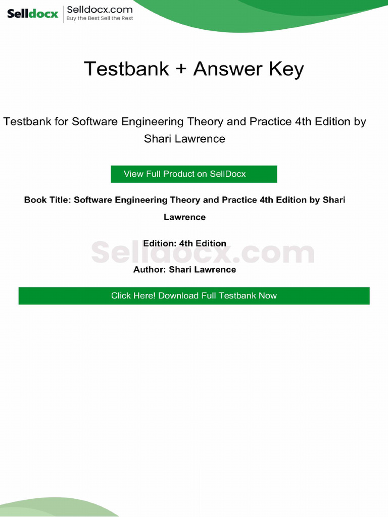 Software Engineering Theory and Practice 4th Edition Solution Manual | PDF