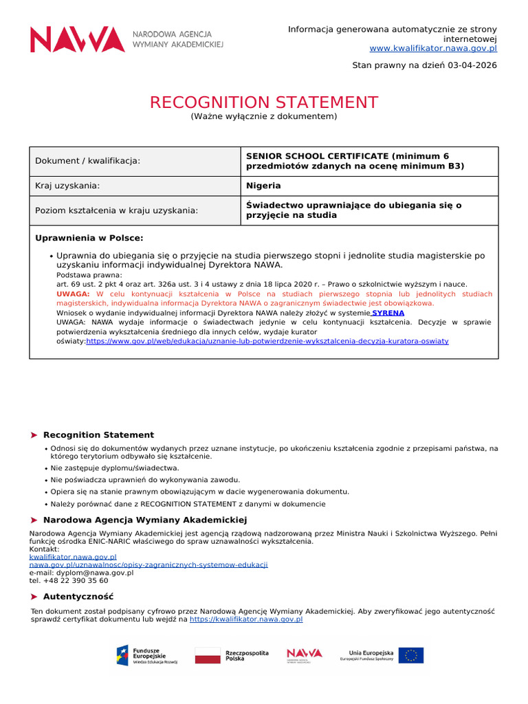 Recognition Statement 2 | PDF