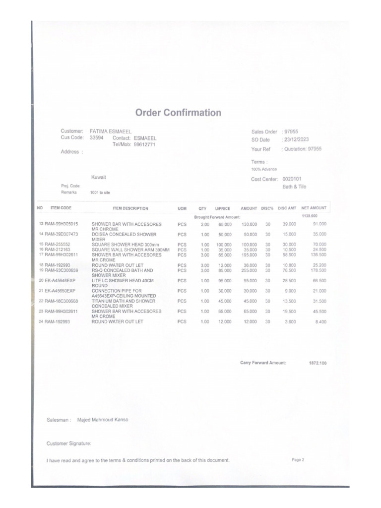 Order Confirmation | PDF
