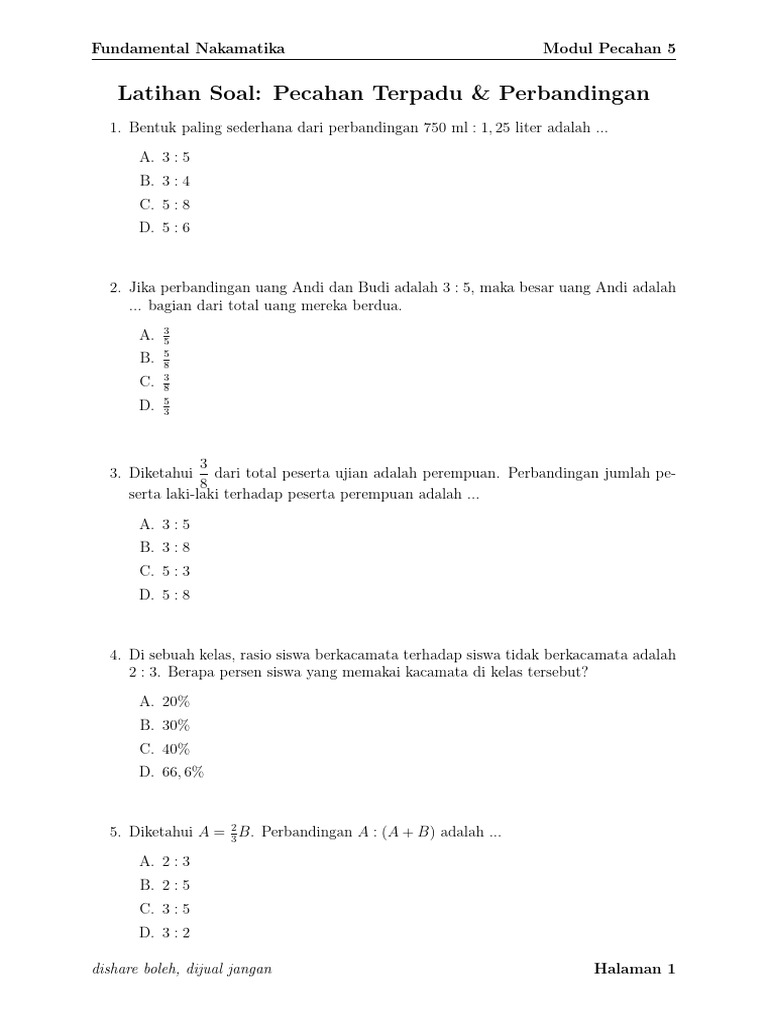 Soal - Fundamental 5 Perbandingan Rasio | PDF