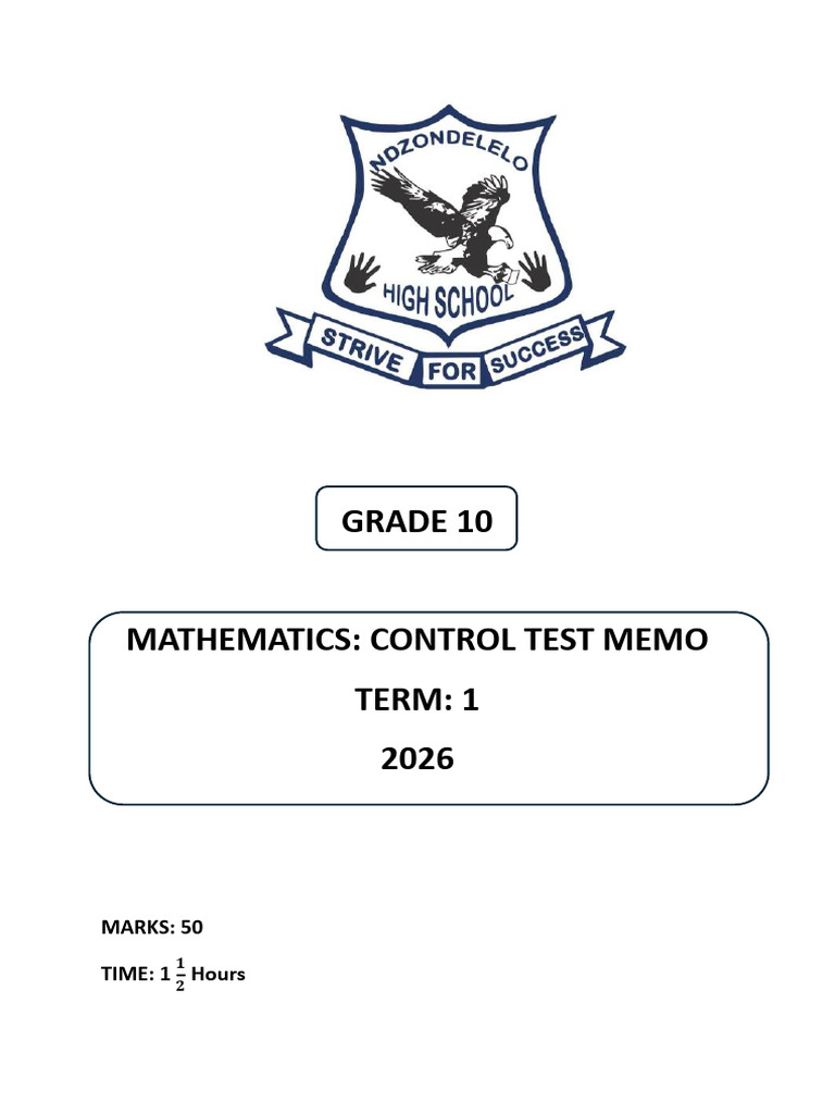 Control Test MEMO | PDF | Square Root | Factorization