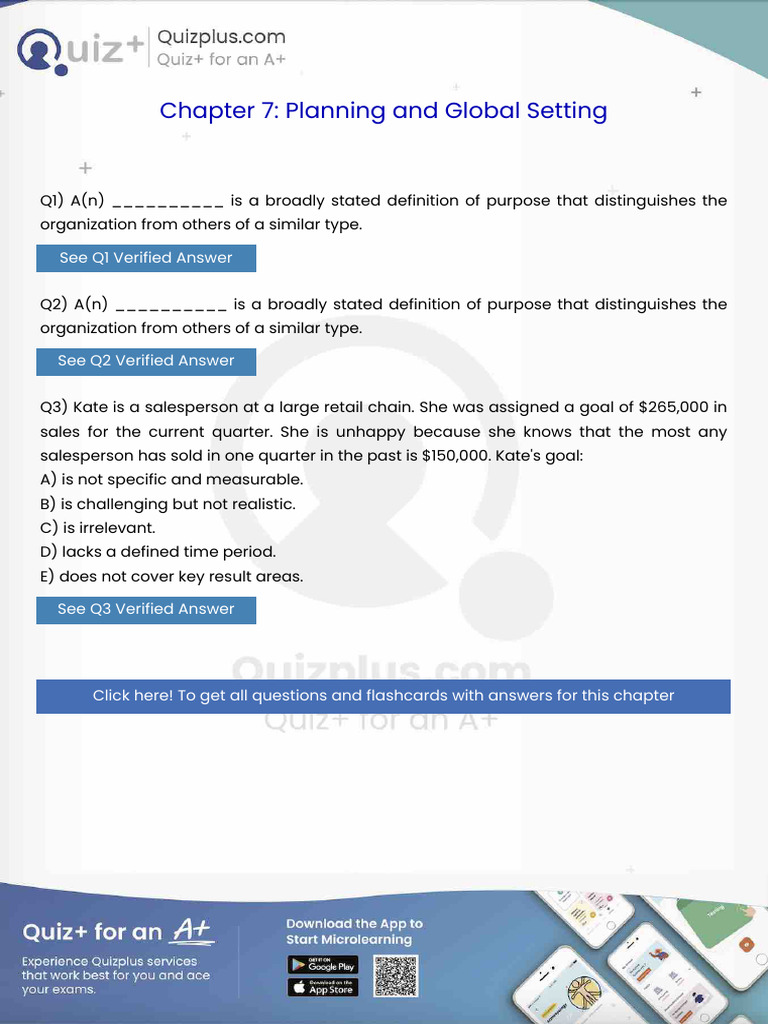 An is a Broadly Stated Definition of Purpose That Distinguishes the ...
