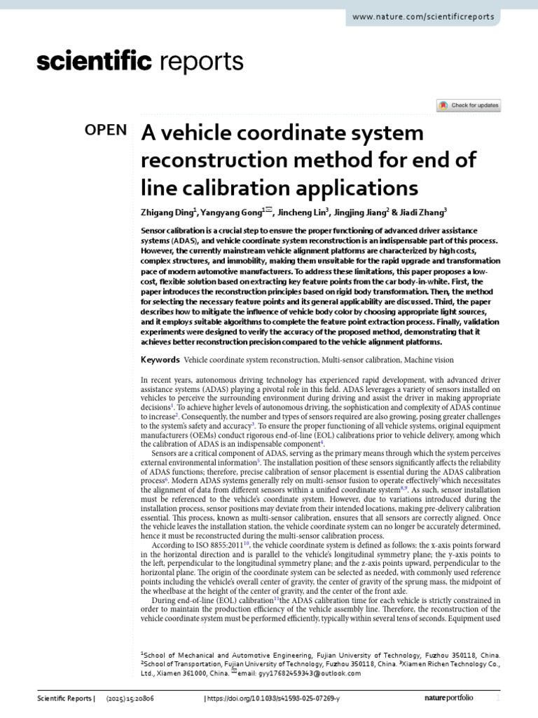 A vehicle coordinate system reconstruction method for end of line ...