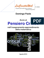 Avvio Al Pensiero Critico Nell'insegnamento - Apprendimento Della Matematica