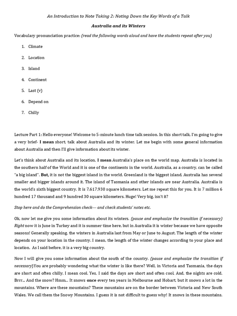9 an Introduction to Note Taking 2 Tapescript | PDF | Chess Theory