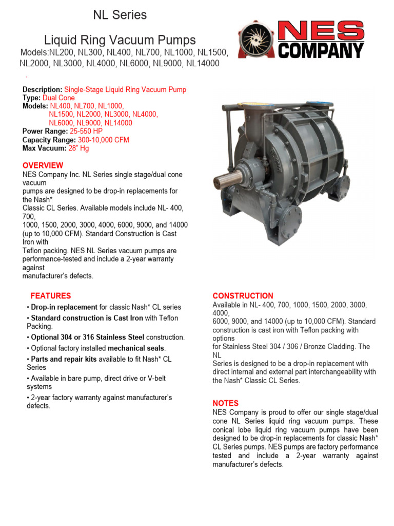 NES-Company-Inc.-NL-Series-Specification-Sheet-1 | PDF | Mechanical ...