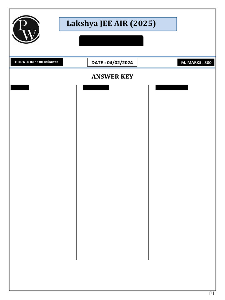 Weekly Test 02 Hint Solution Lakshya JEE AIR 2025 | PDF | Electric ...