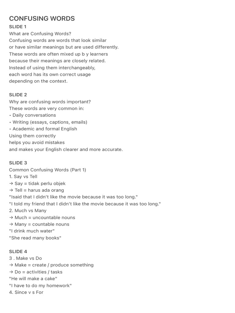 Confusing Words | PDF