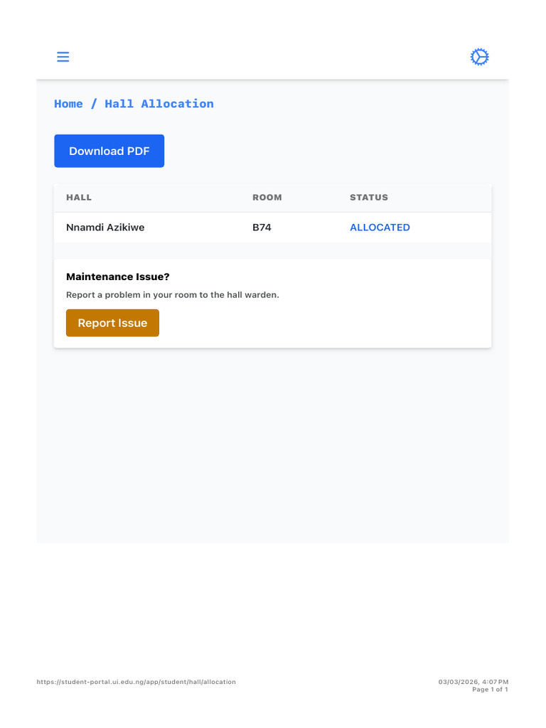 UI Portal - Hall Allocation | PDF