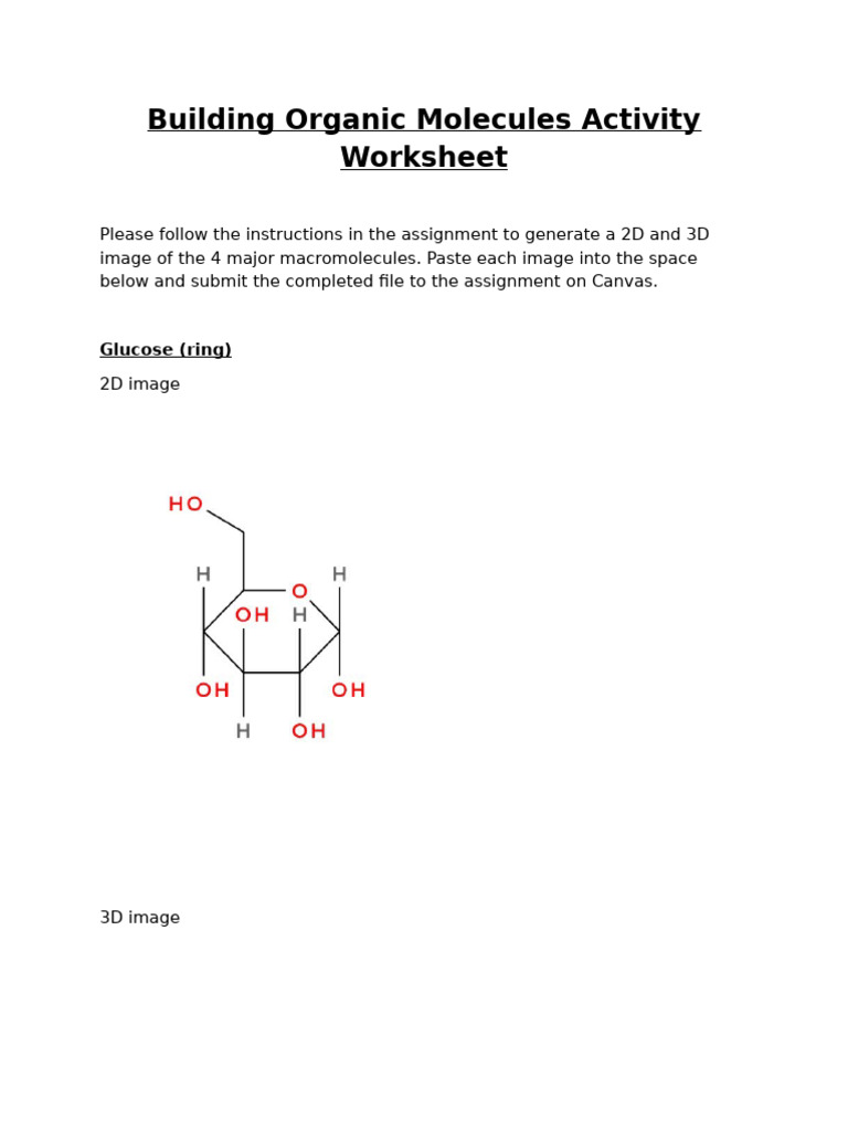 Building Organic Molecules Activity Worksheet | PDF