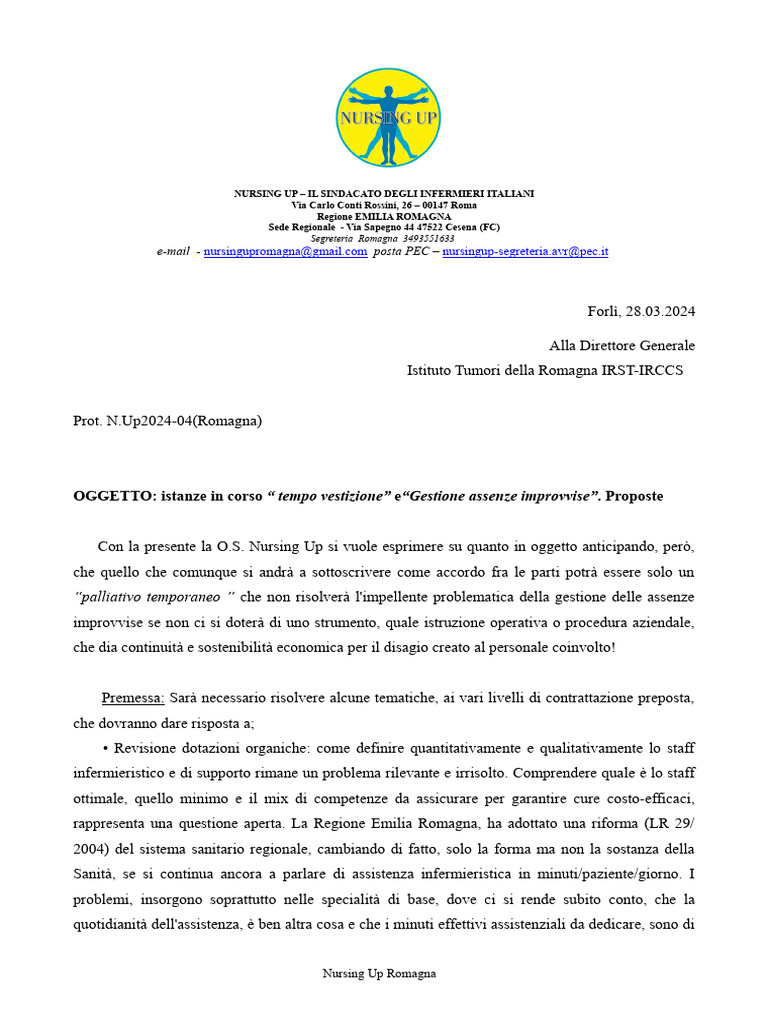 Prot.N.up2024-04(Romagna) - Proposte O.S. Nursing Up PDF | PDF