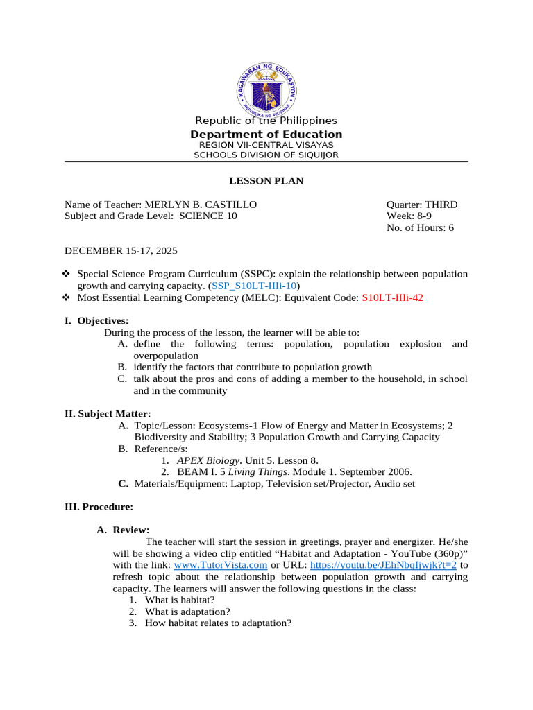 Q3_PLP_Science 10_Module 10 7 | PDF | Predation | Natural Environment
