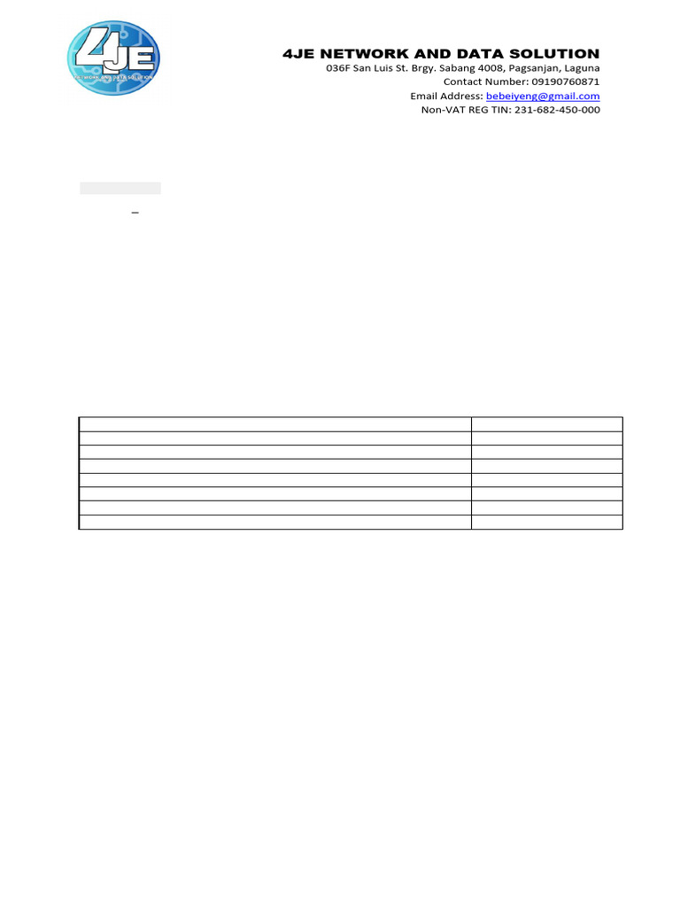 4JE Quotation - FOC | PDF