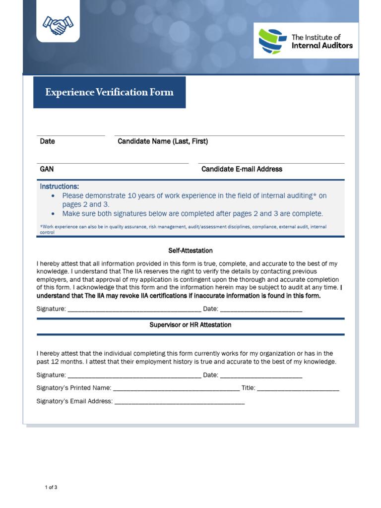 Prof Cert Exp Verification Form | PDF | Audit | Business