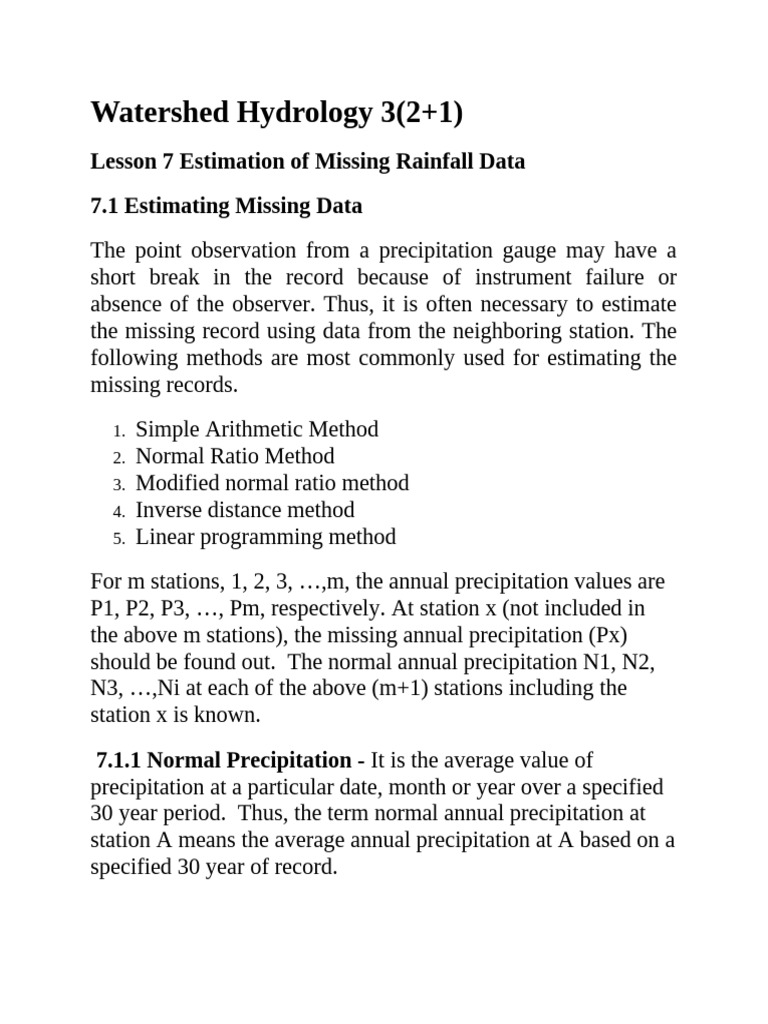 Estimation of Missing Rainfall Data | PDF | Rain | Linear Programming