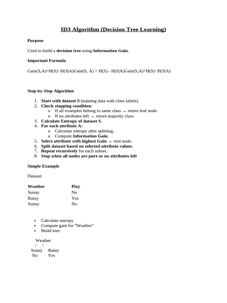 ID3 Algorithm and Goal Stack Planning Algorithm | PDF | Computer ...