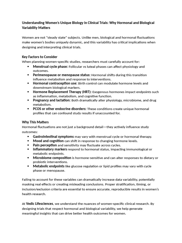 6. Understanding Womens Unique Biology in Clinical Trials | PDF
