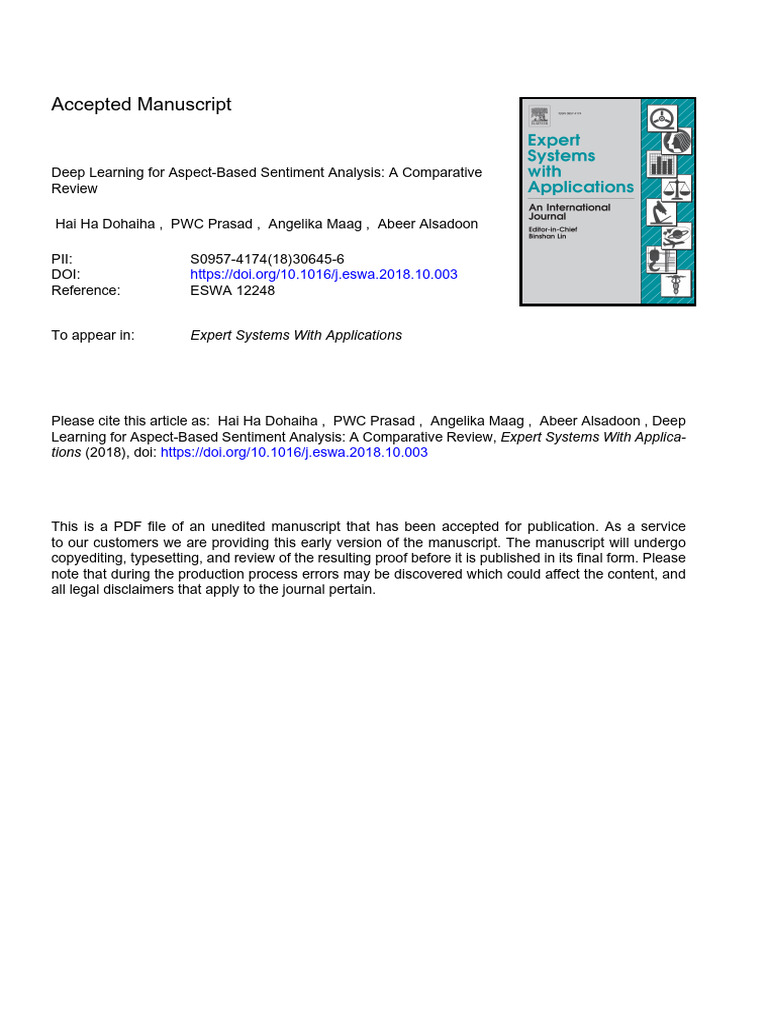 aspect based elsvierj.eswa.2018.10.003 (1) | PDF | Deep Learning ...