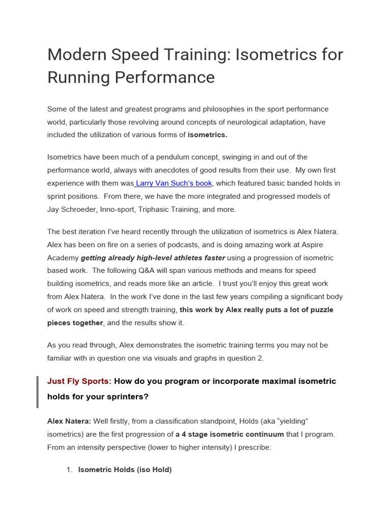 Modern Speed Training- Isometrics for Running Performance | PDF ...