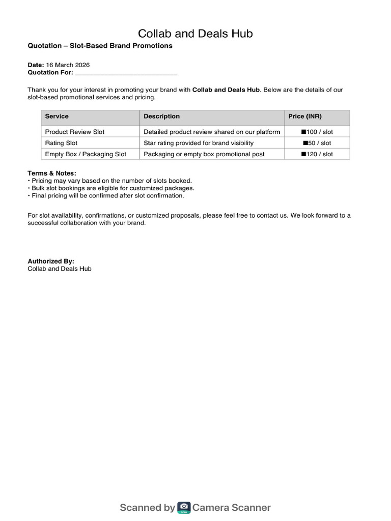 Collab and Deals Hub Quotation | PDF