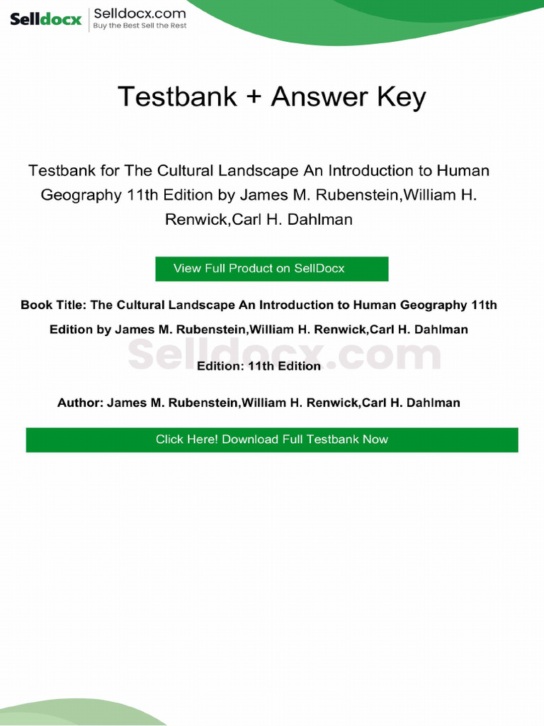 The Cultural Landscape an Introduction to Human Geography 11th Edition ...