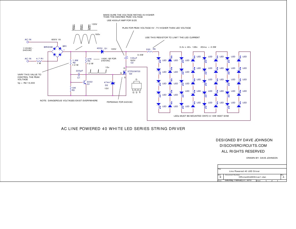 AC Powered LED Driver Circuit Diagram | PDF