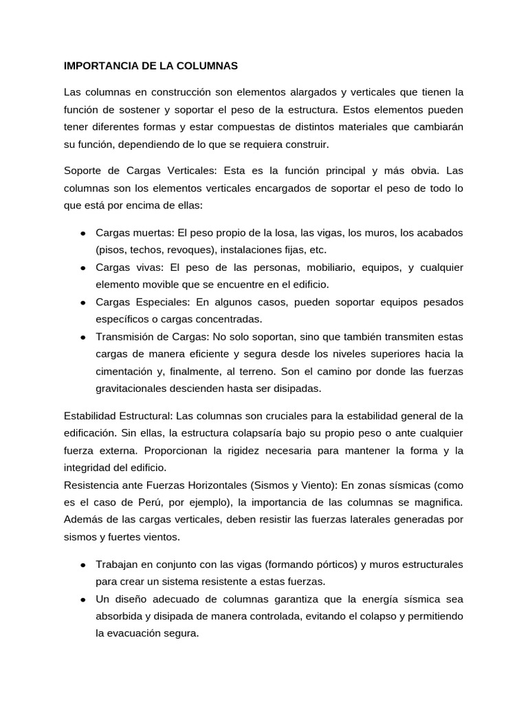 Importancia y Tipos de Columnas | PDF | Columna | Pandeo