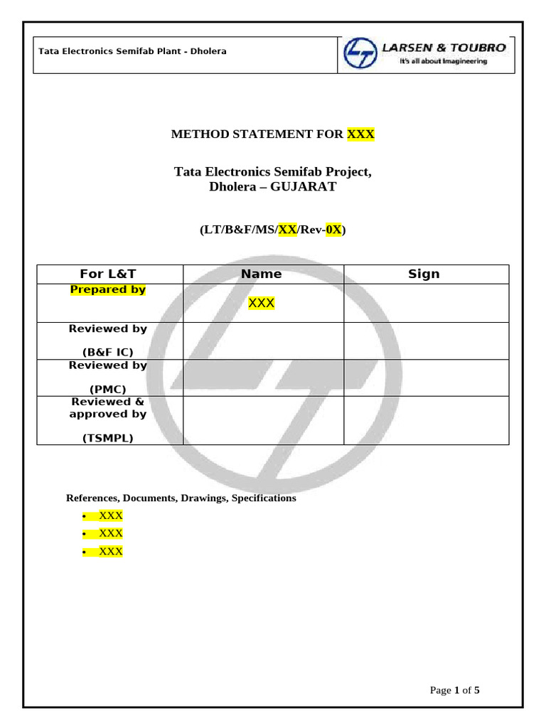 METHOD STATEMENT FORMAT | PDF | Business