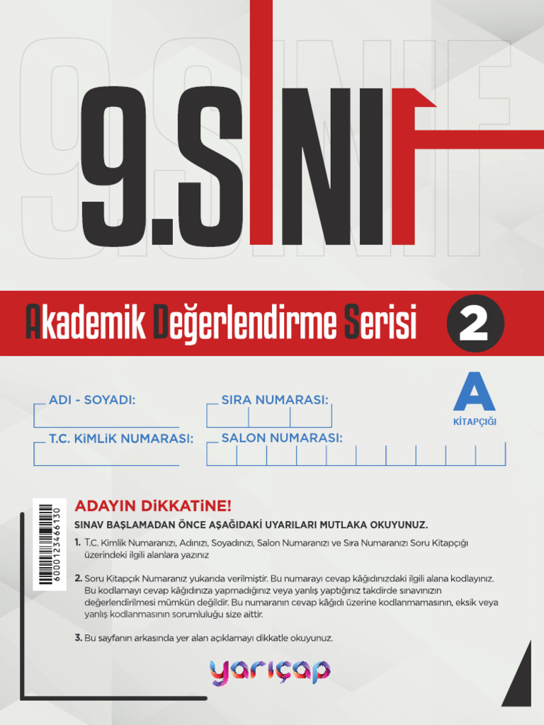 9.sinif Akademik Degerlendirme Serisi 2 Ornek PDF | PDF