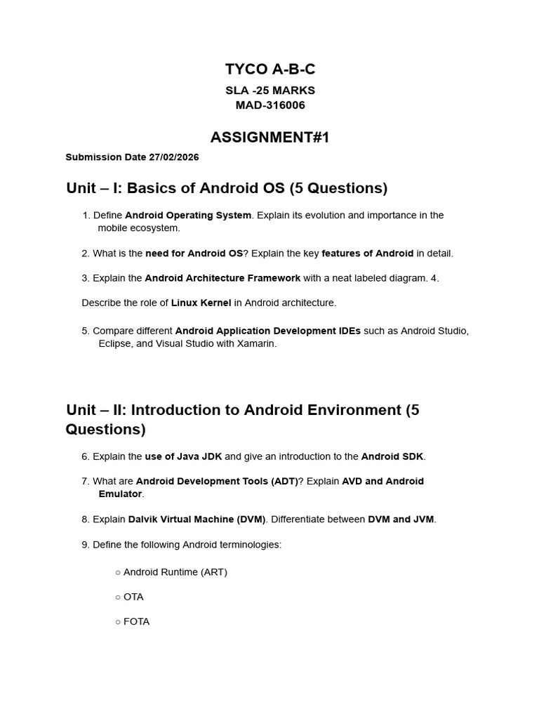 Mad Assignment #1 & #2 | PDF | Android (Operating System) | Software
