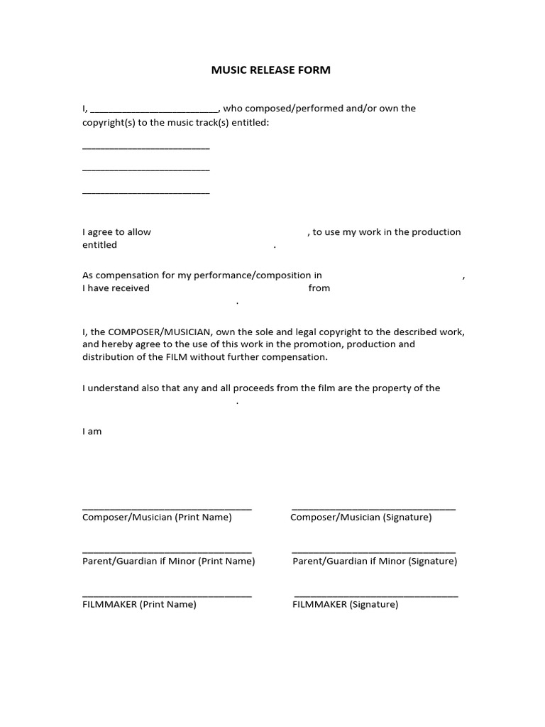 Music Release Form | PDF