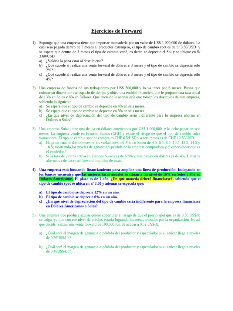 Ejercicios de Forwards | PDF | Tipo de cambio | Libra esterlina