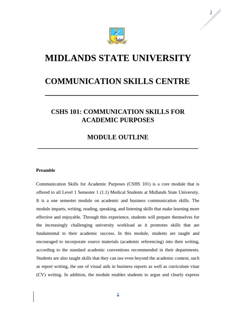 Cshs Module Outline 2022 (Up Dated) | PDF | Communication | Nonverbal ...