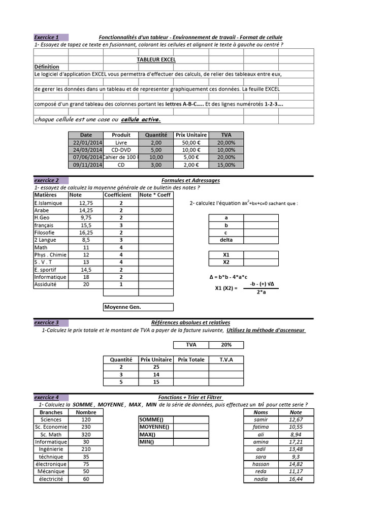 Tp1 Excel | PDF | Logiciel de feuille de calcul | Sciences physiques