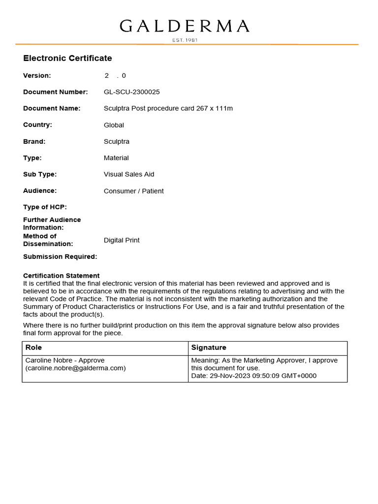 Sculptra Post procedure card 267 x 111m (1) | PDF | Clinical Medicine ...