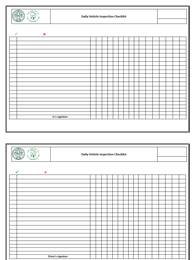 Daily Vehicle Inspection Checklist. | PDF | Vehicles | Tire