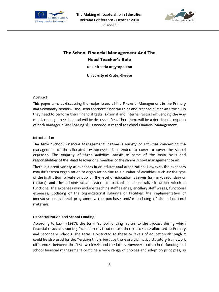 b5 School Financial Management | PDF | Expense | Budget