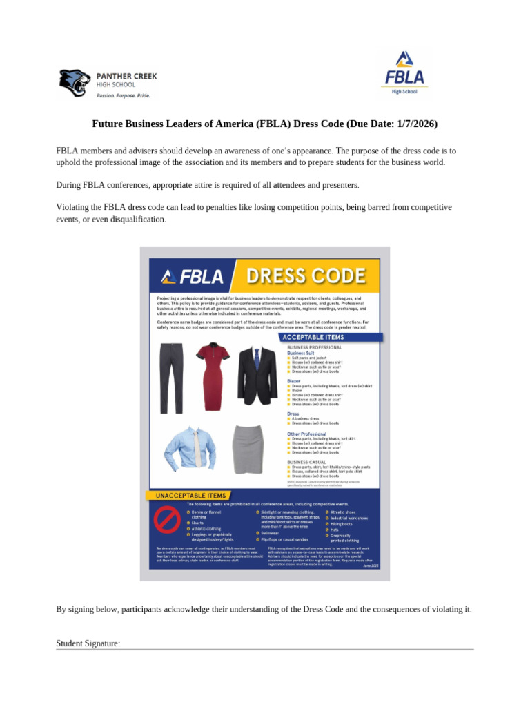 FBLA+Dress+Code+Form | PDF