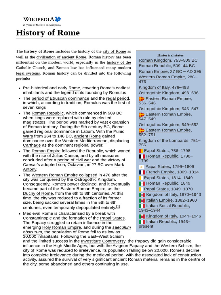 History of Rome | PDF | Ancient Rome | Etruscan Civilization