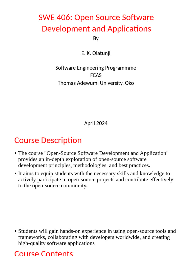 Open Source Software Development and Application | PDF | Open Source ...